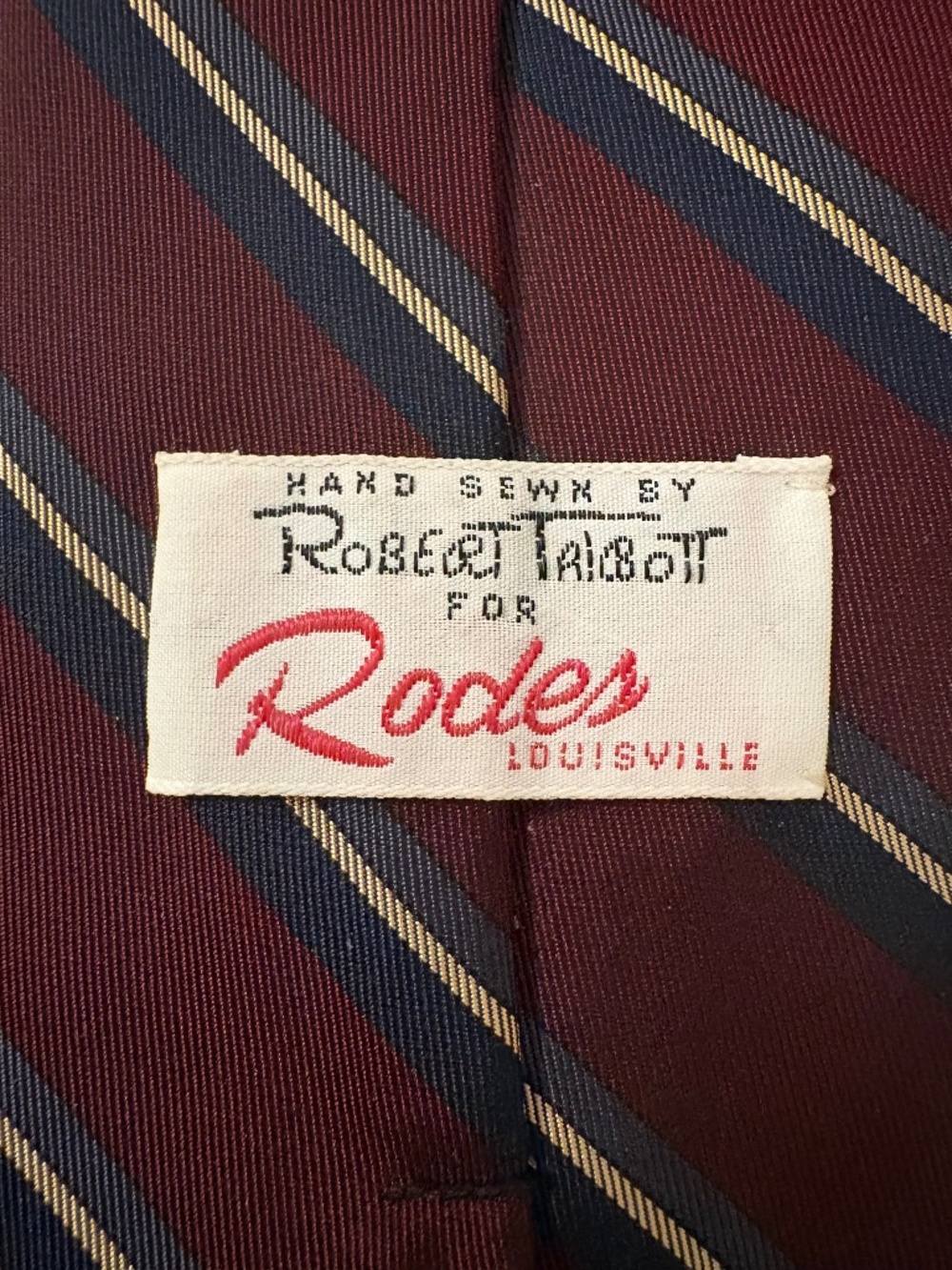 Vintage Robert Talbott Silk Repp Striped Tie for Rodes Louisville Hand Sewn USA